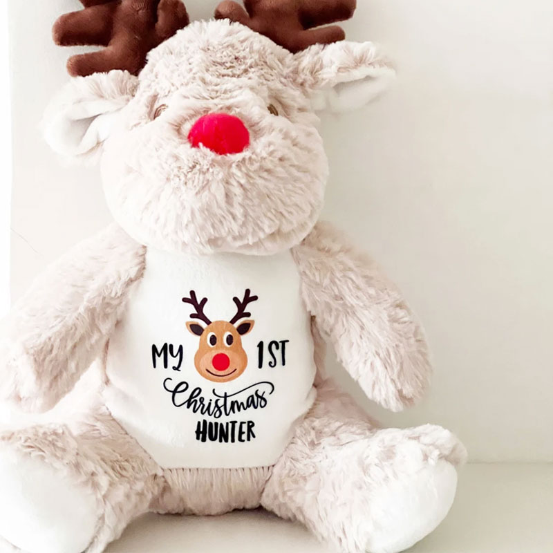Personalised Baby 1st Christmas Soft Reindeer Toy Gift