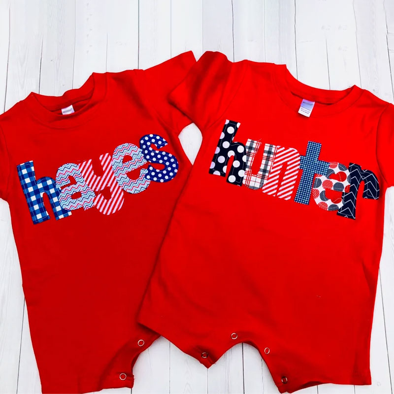 Personalized July 4th Baby Summer Romper