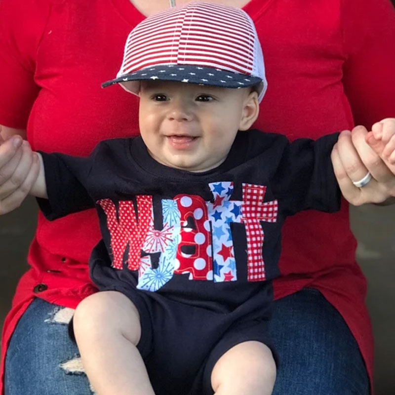 Personalized July 4th Baby Summer Romper