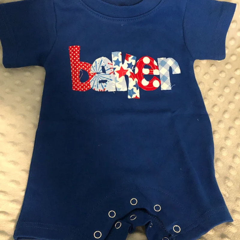 Personalized July 4th Baby Summer Romper