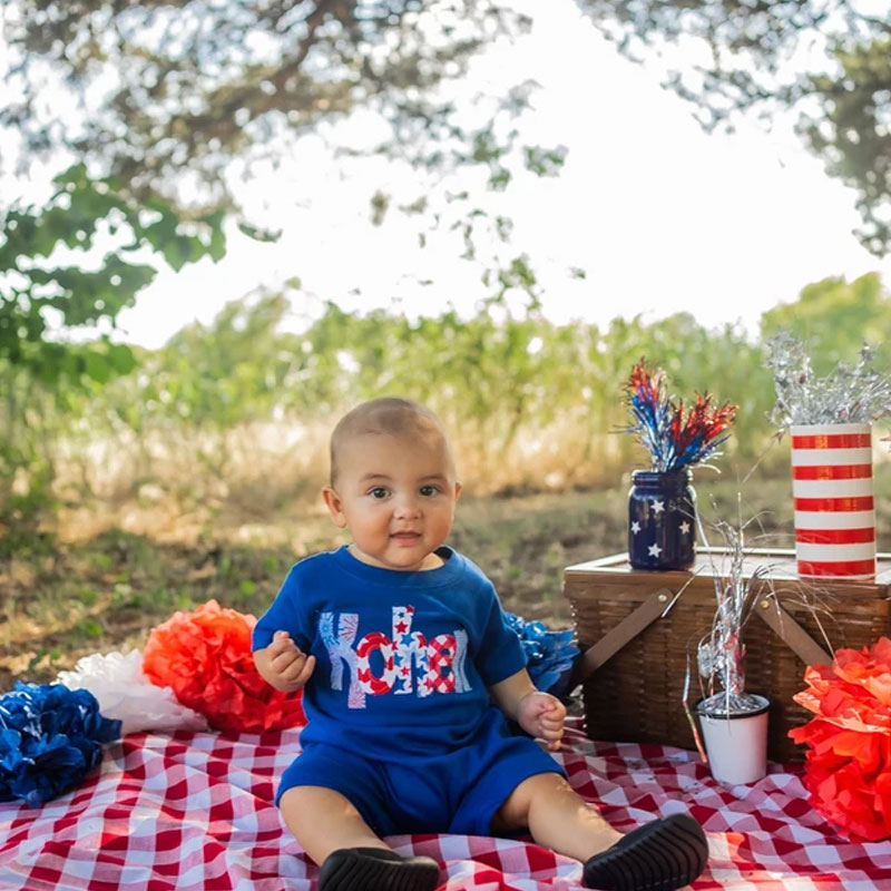 Personalized July 4th Baby Summer Romper