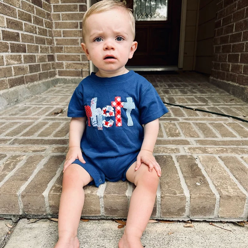 Personalized July 4th Baby Summer Romper