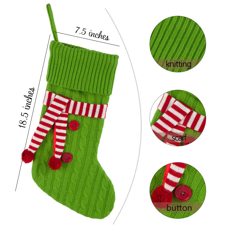Embroidered Knit Scarf Family Christmas Stocking