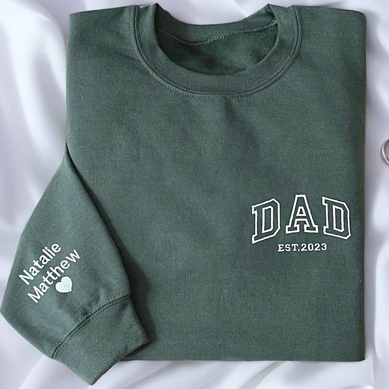Custom Dad Embroidered Sweatshirt With Kids Names