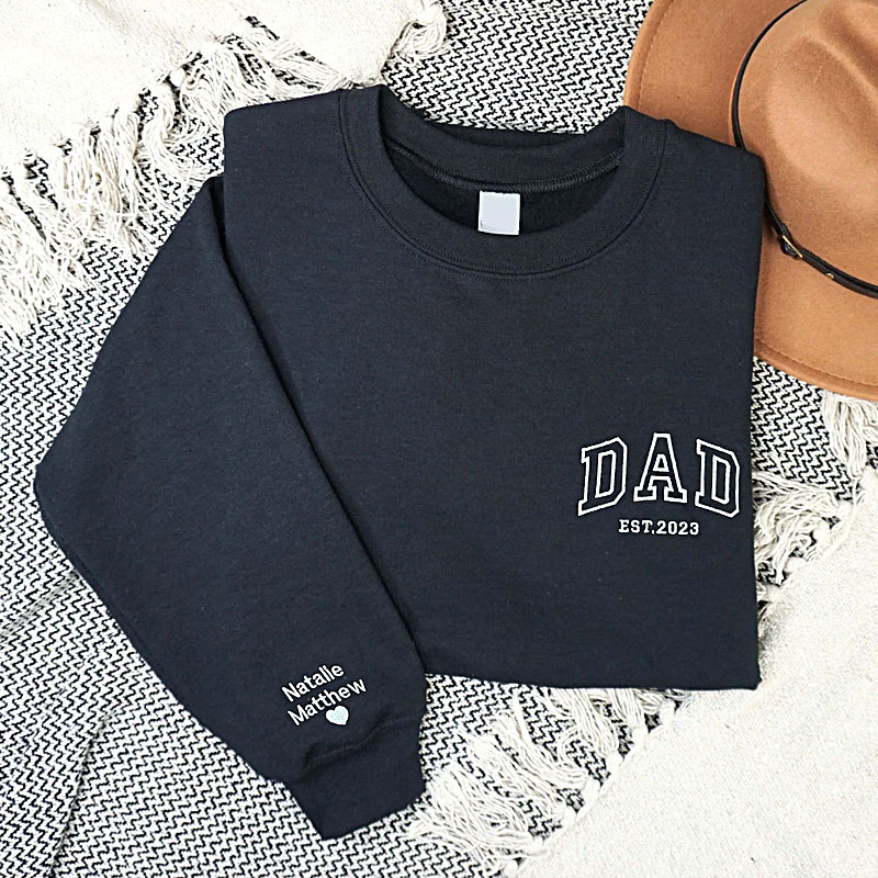 Custom Dad Embroidered Sweatshirt With Kids Names