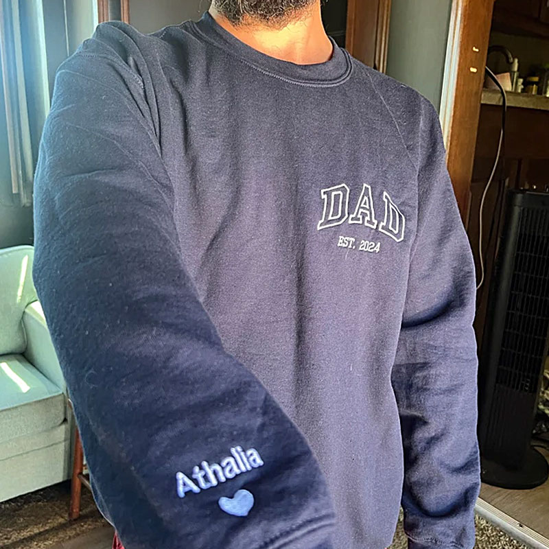 Custom Dad Embroidered Sweatshirt With Kids Names
