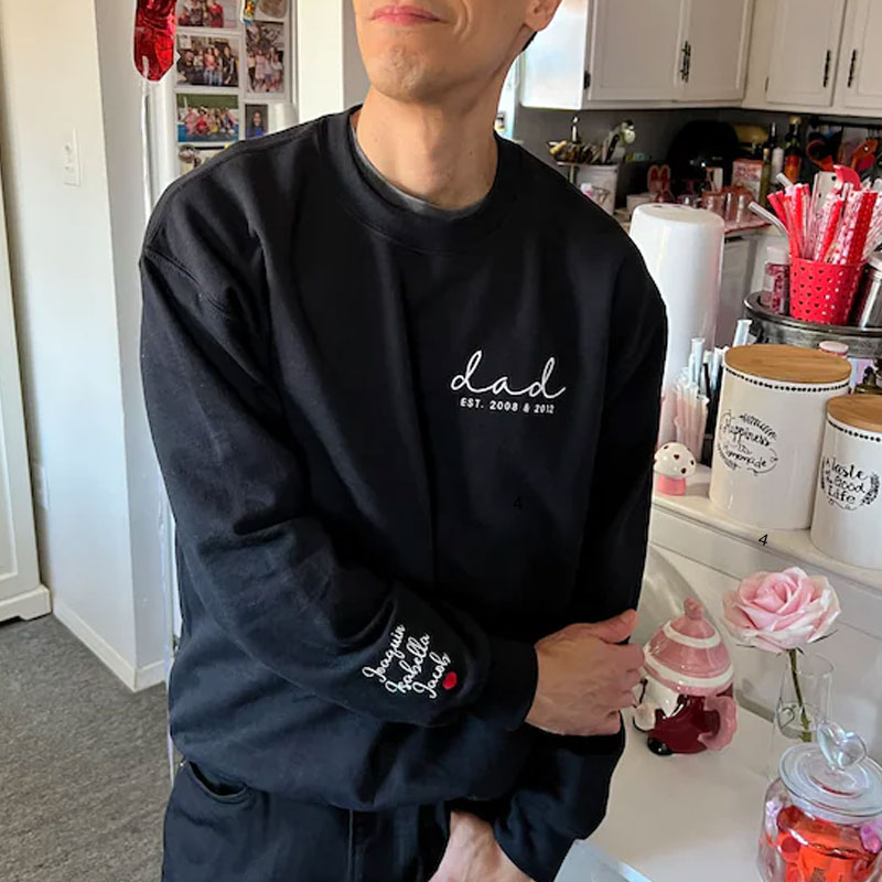 Embroidered Mama, Dad Sweatshirt With Names
