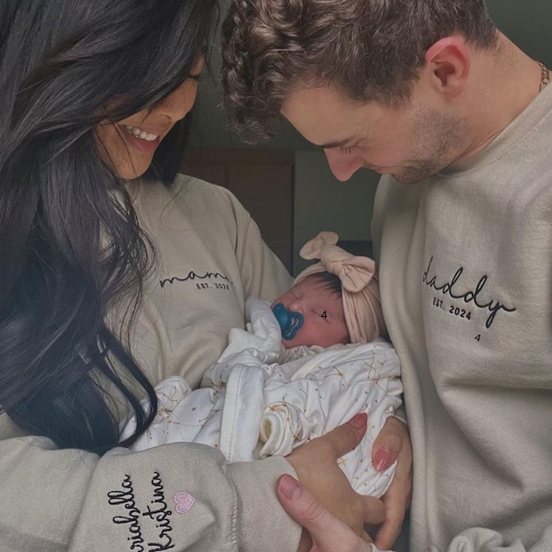 Embroidered Mama, Dad Sweatshirt With Names