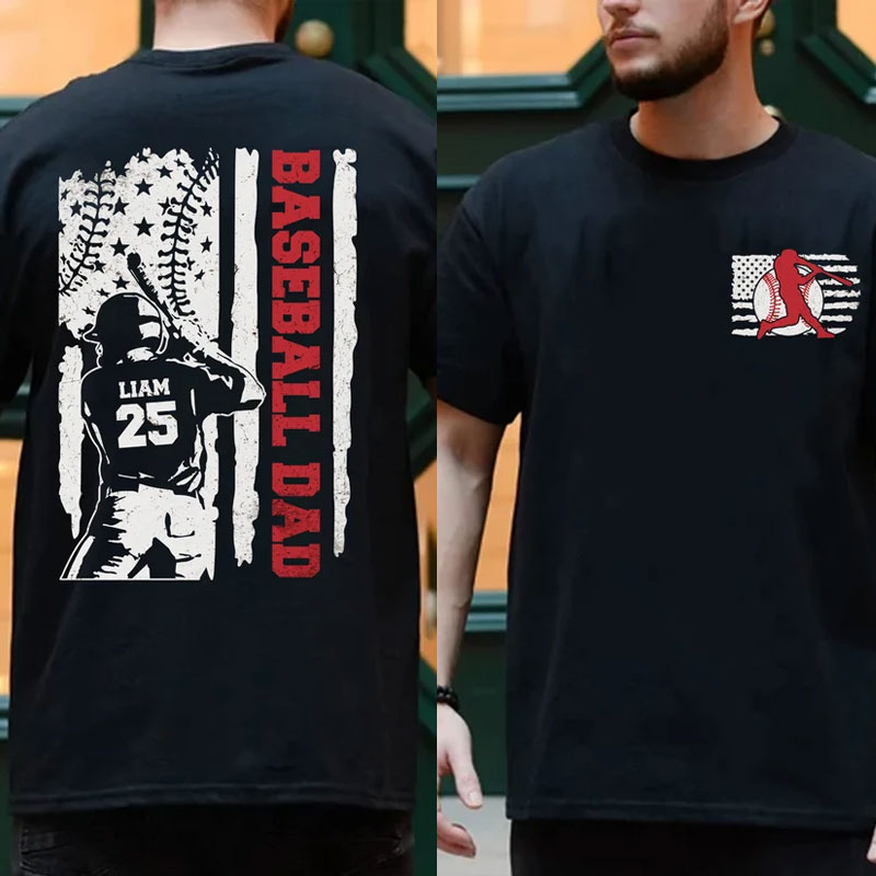 Custom Name and Number Baseball Dad Shirt