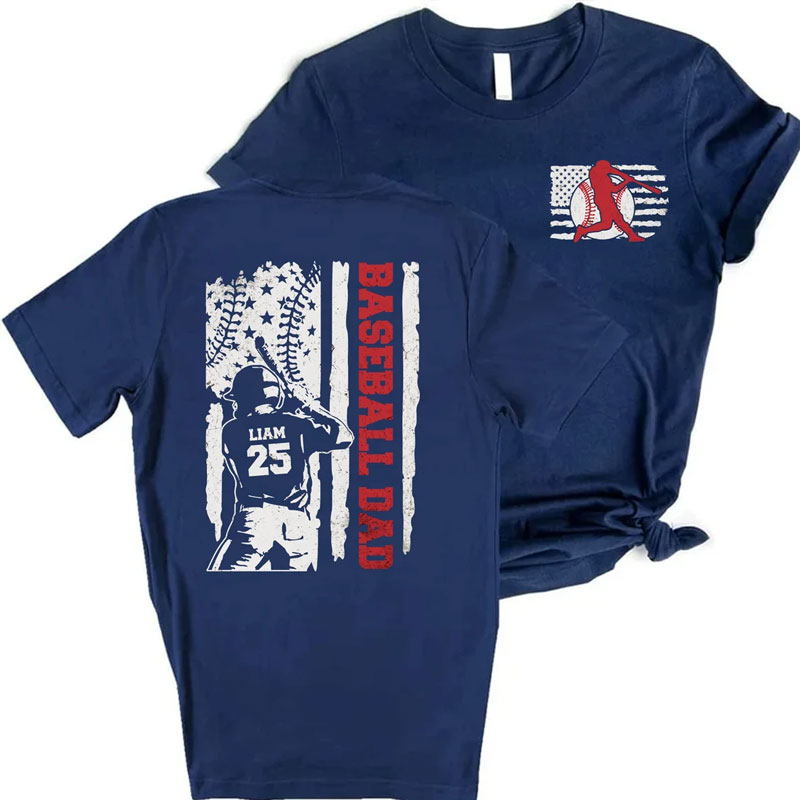 Custom Name and Number Baseball Dad Shirt