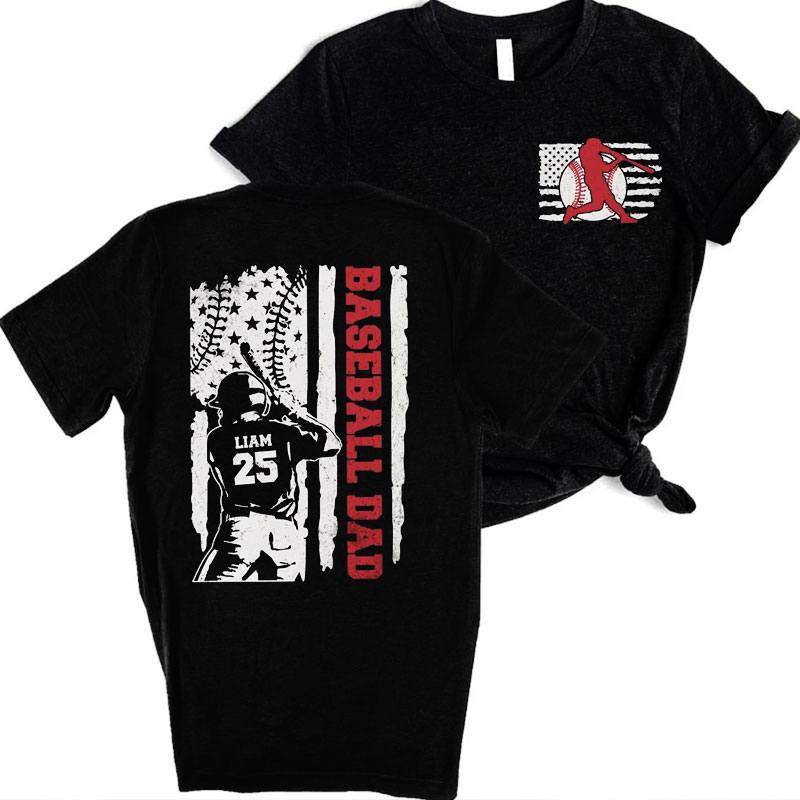 Custom Name and Number Baseball Dad Shirt