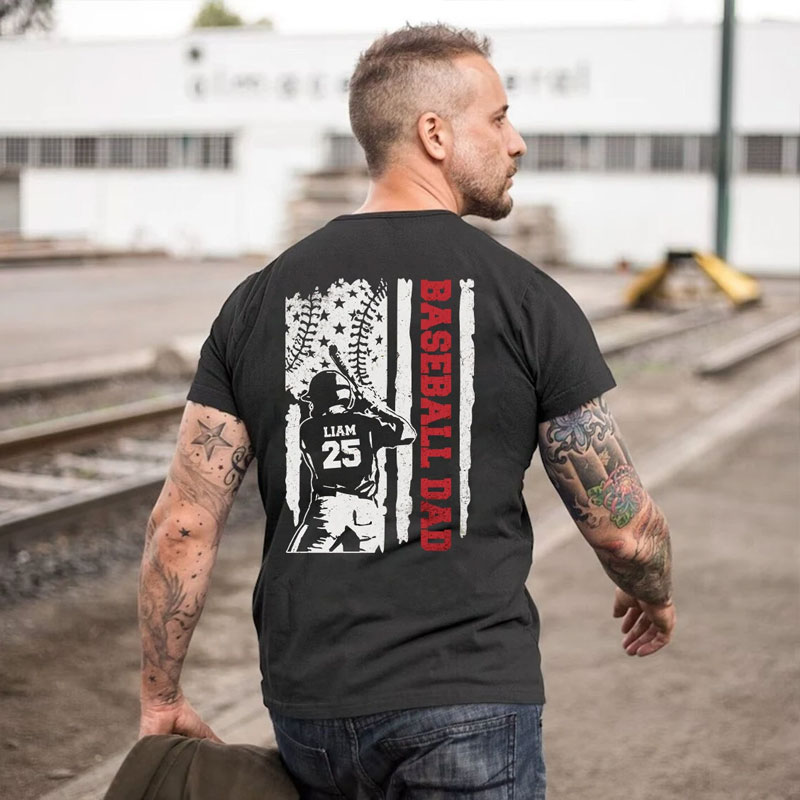 Custom Name and Number Baseball Dad Shirt