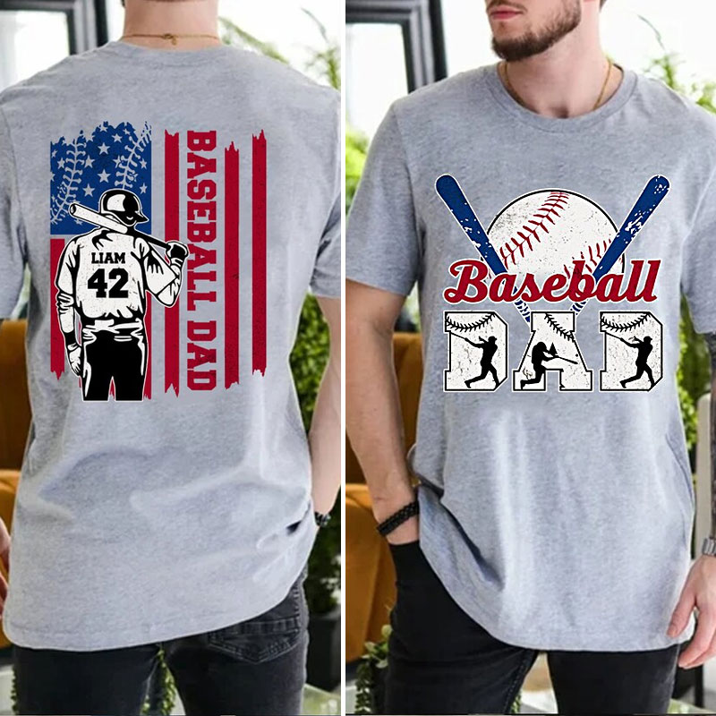 Personalized Baseball Dad Shirt with Name and Number