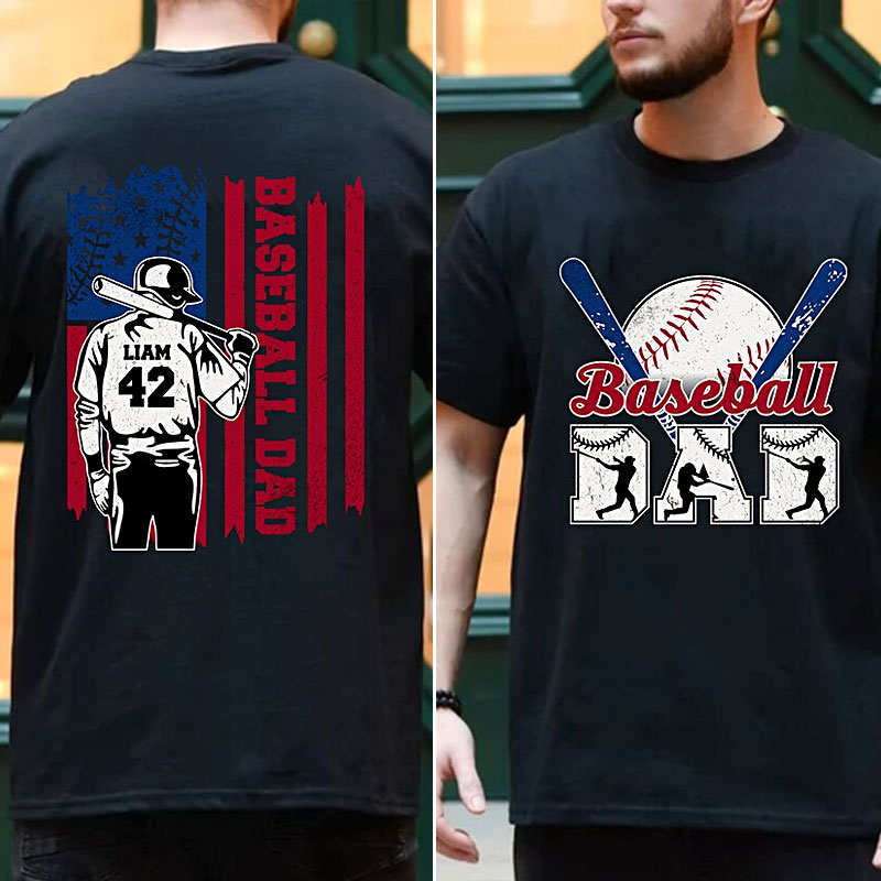 Personalized Baseball Dad Shirt with Name and Number