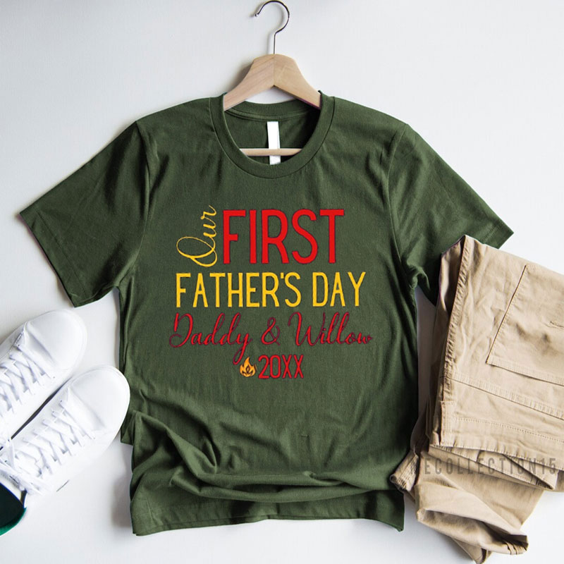 [Baby Bodysuit]PERSONALIZED Fireman Our First Father's Day Baby Bodysuit