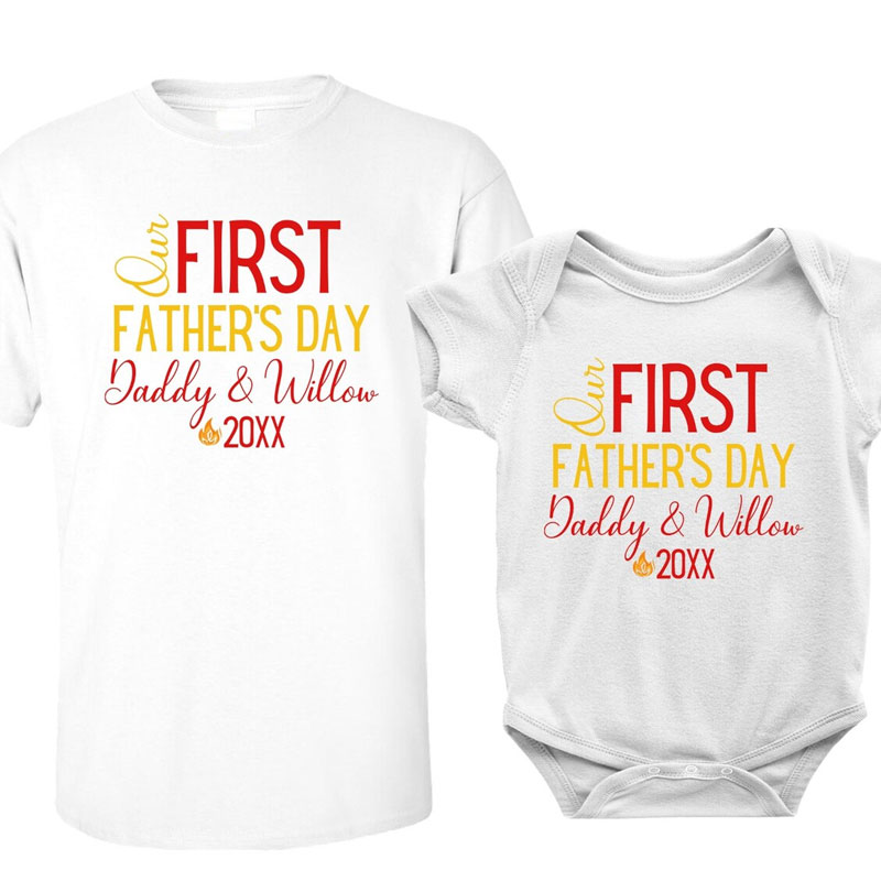 [Adult Tee]Daddy and Me PERSONALIZED Fireman First Father's Day Shirt