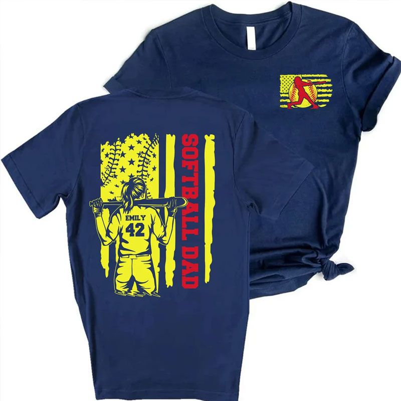 Custom Softball Dad Shirt with Name and Number