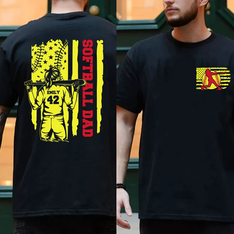 Custom Softball Dad Shirt with Name and Number