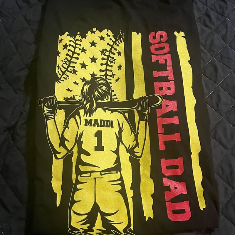 Custom Softball Dad Shirt with Name and Number