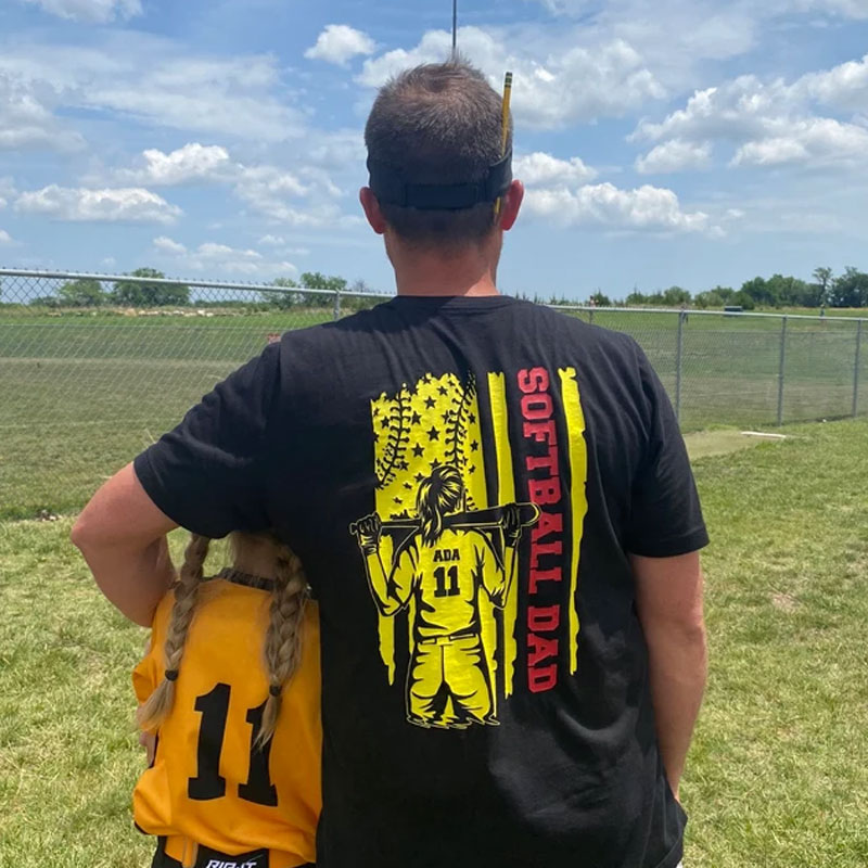 Custom Softball Dad Shirt with Name and Number
