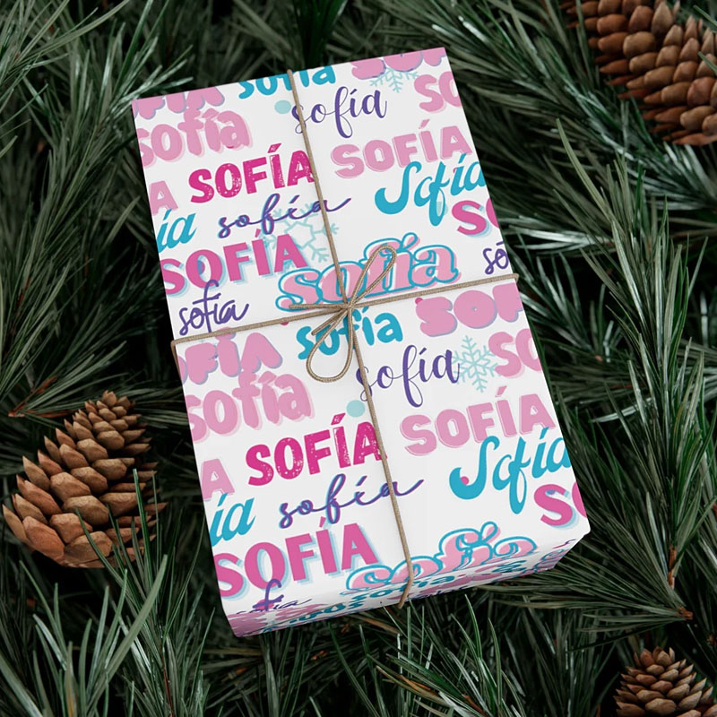 Personalized Repeating Name Wrapping Paper for Grils