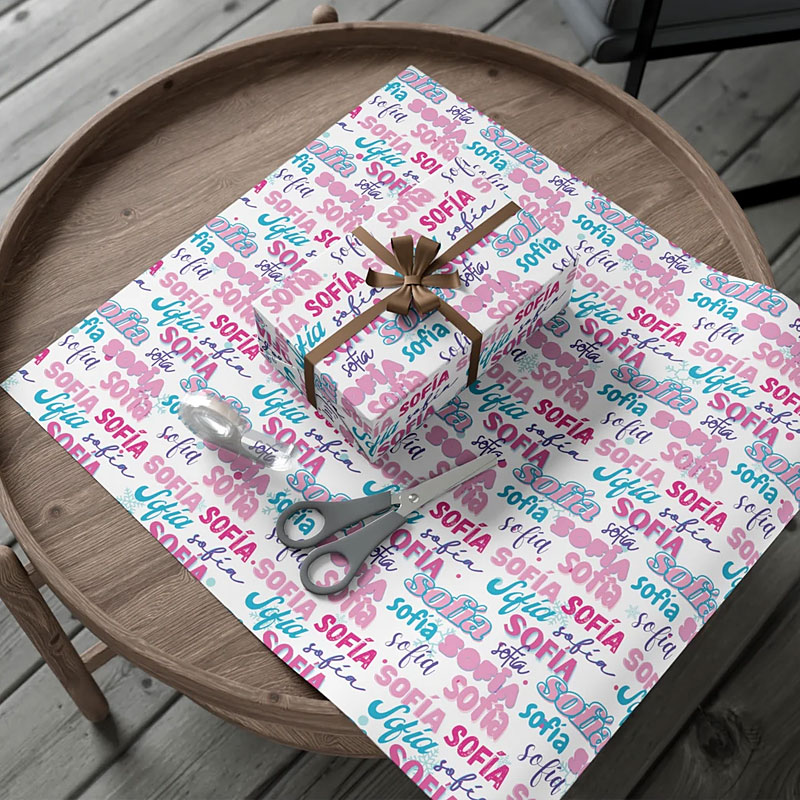 Personalized Repeating Name Wrapping Paper for Grils