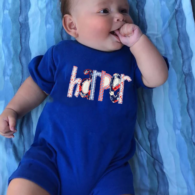 [Short Romper]Red White & Blue Independence Day Romper