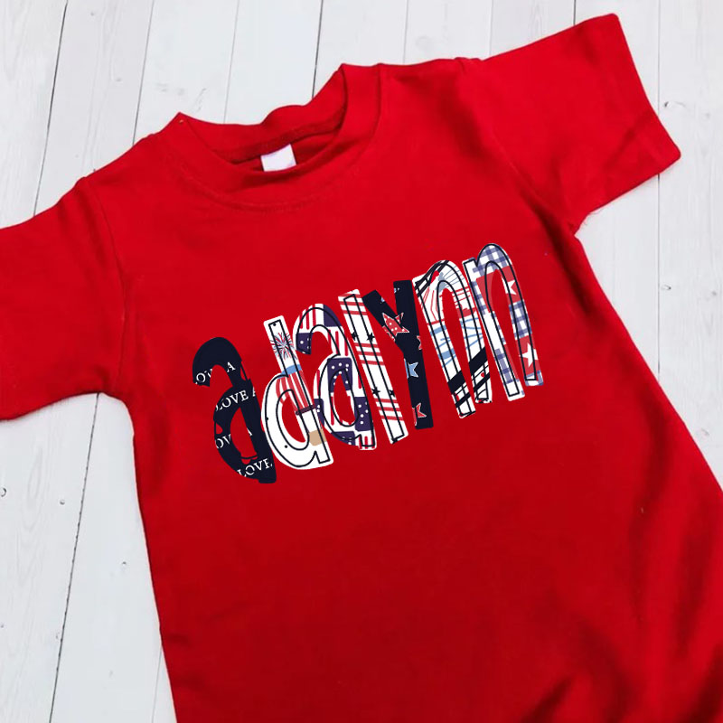 [Short Romper]Custom 4th of July Patriotic USA Flag Name Romper