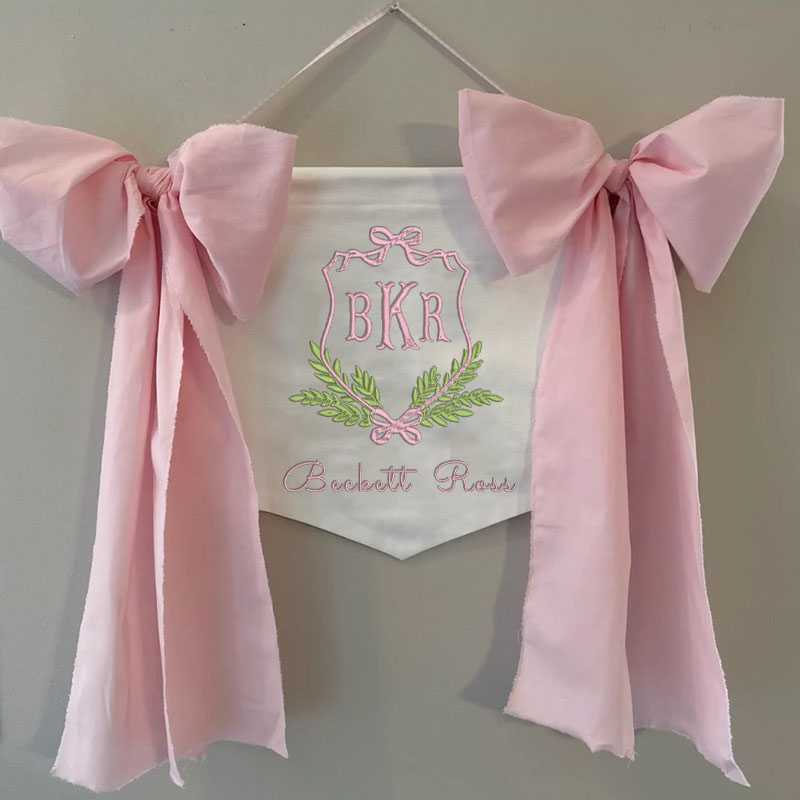 Custom Cute Puppy Welcome Baby Banner with Fabric Bows