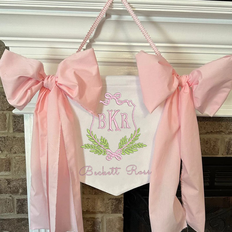 Custom Cute Puppy Welcome Baby Banner with Fabric Bows