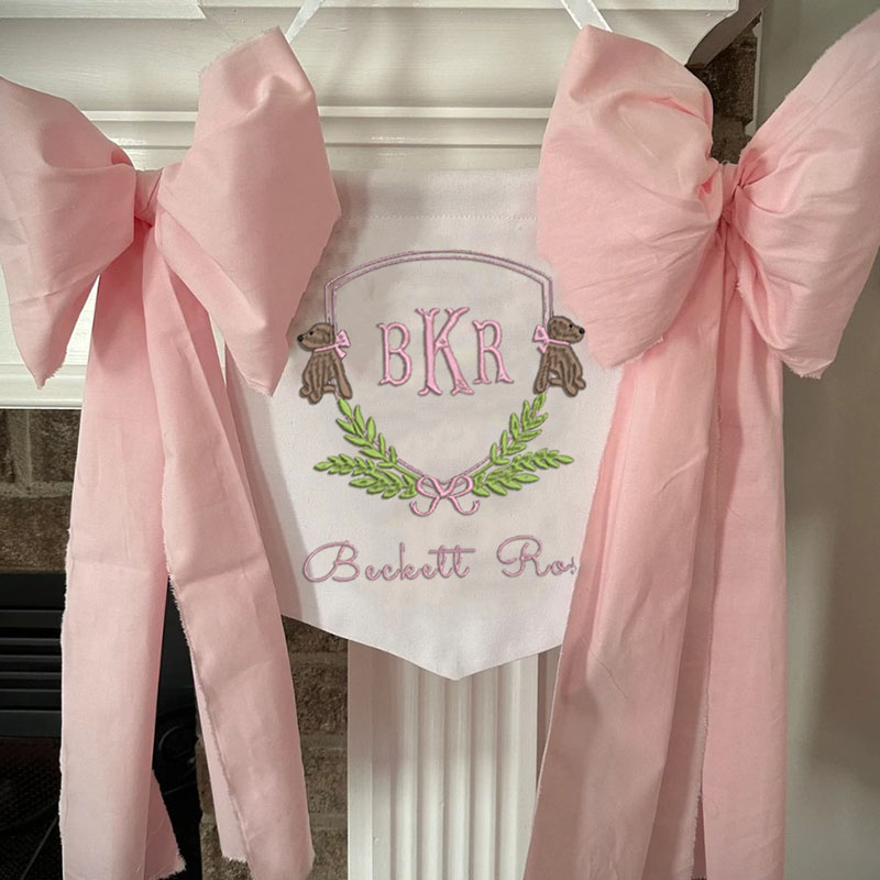 Custom Cute Puppy Welcome Baby Banner with Fabric Bows