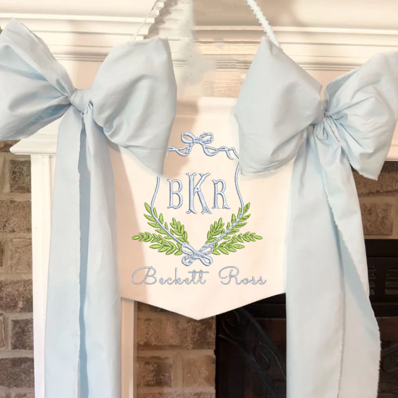 Custom Cute Puppy Welcome Baby Banner with Fabric Bows