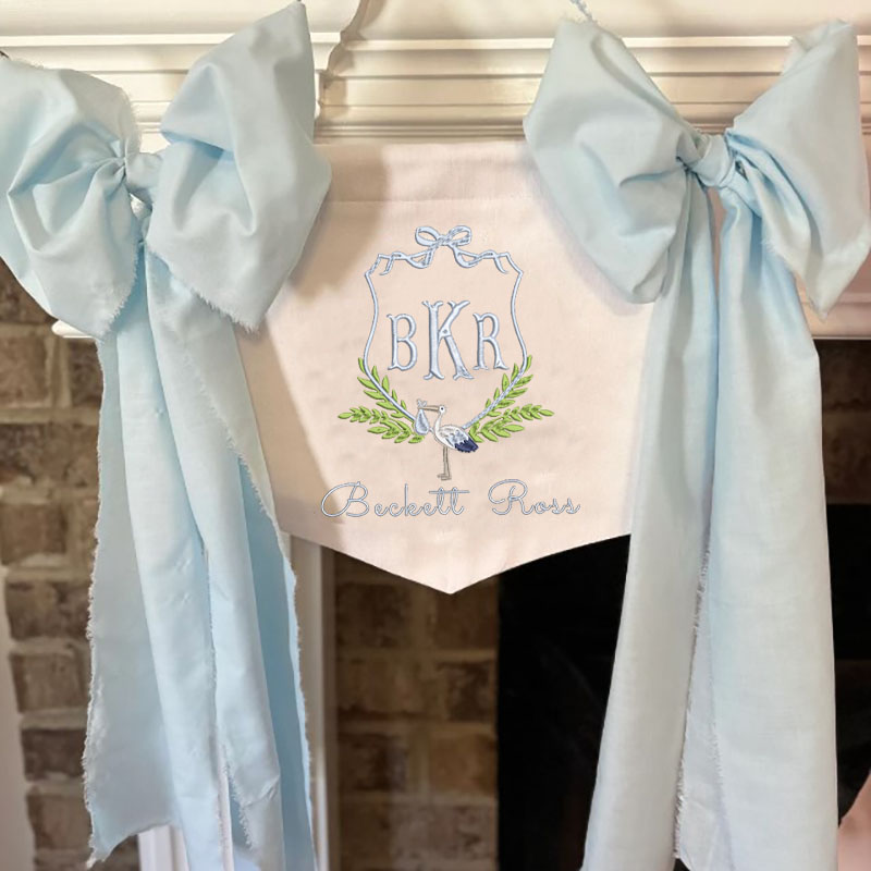 Custom Cute Puppy Welcome Baby Banner with Fabric Bows