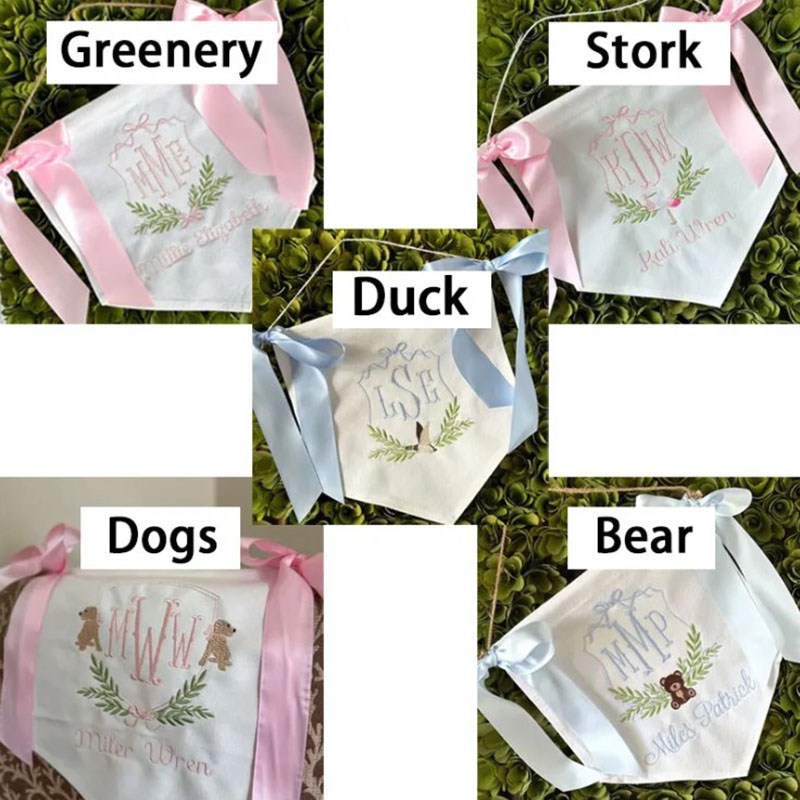 Custom Cute Puppy Welcome Baby Banner with Fabric Bows