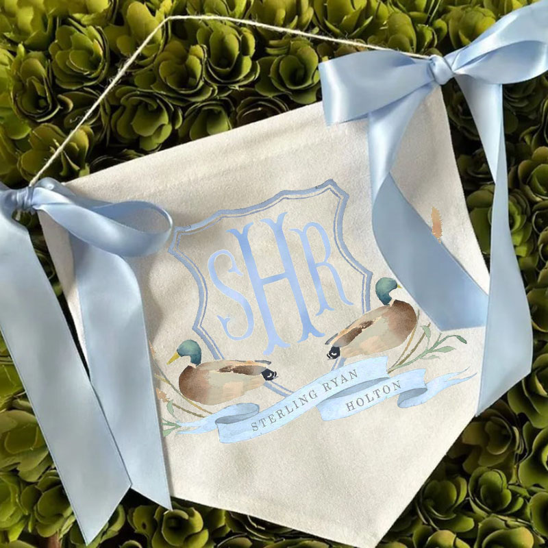 Personalized Mallard Duck Monogram Banner with bows