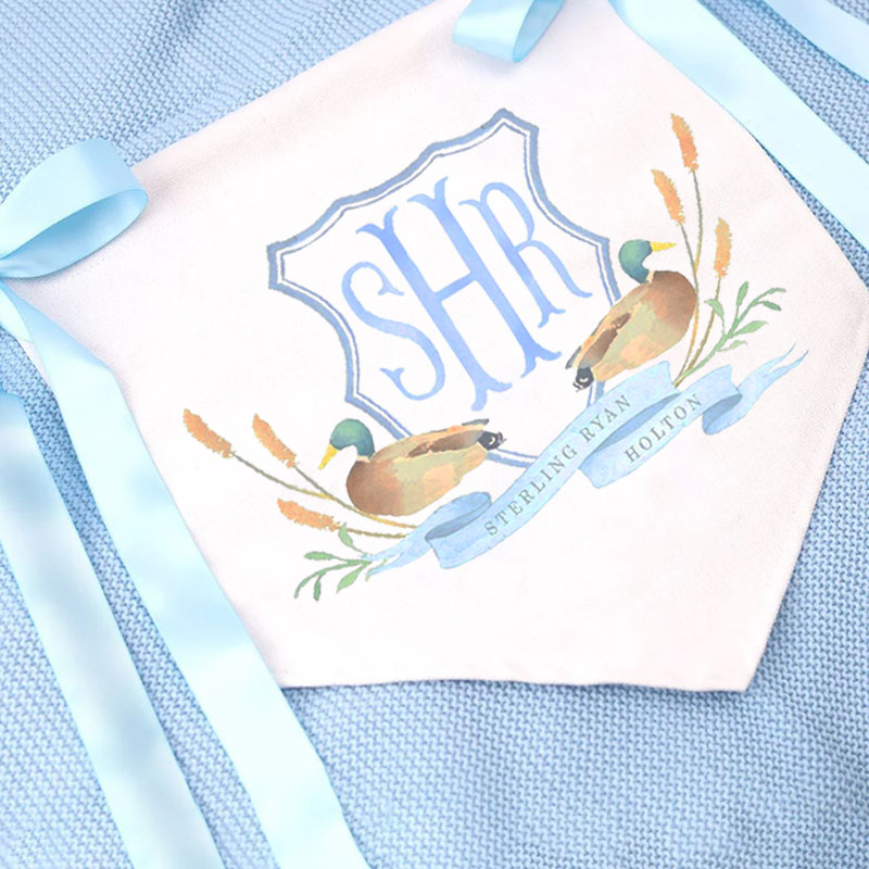 Personalized Mallard Duck Monogram Banner with bows