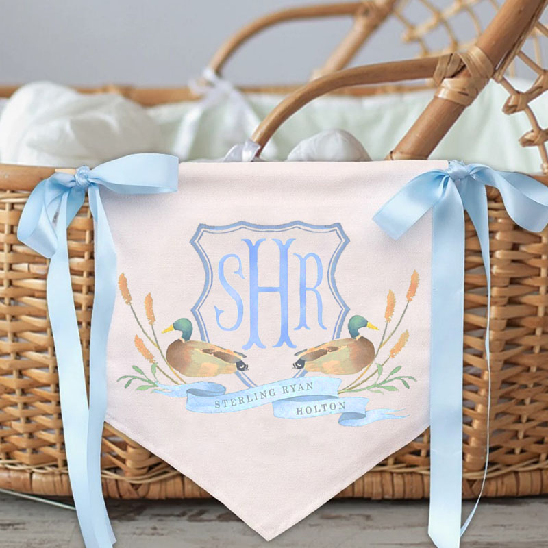 Personalized Mallard Duck Monogram Banner with bows
