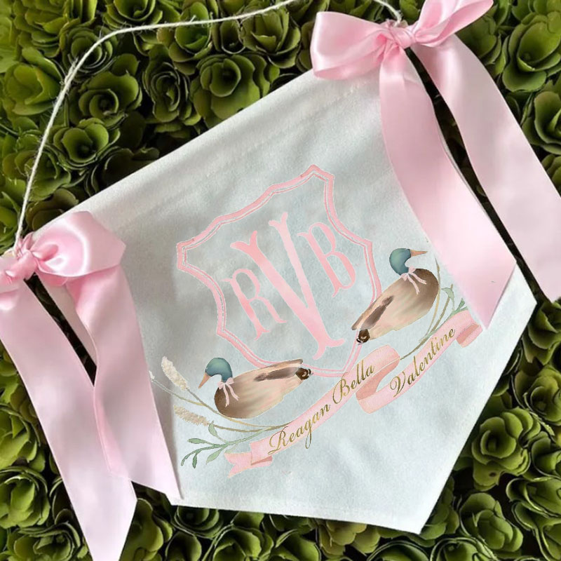 Personalized Mallard Duck Monogram Banner with bows