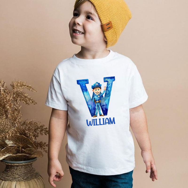 Policeman Letter  Shirt with Name Personalized Kids Shirt