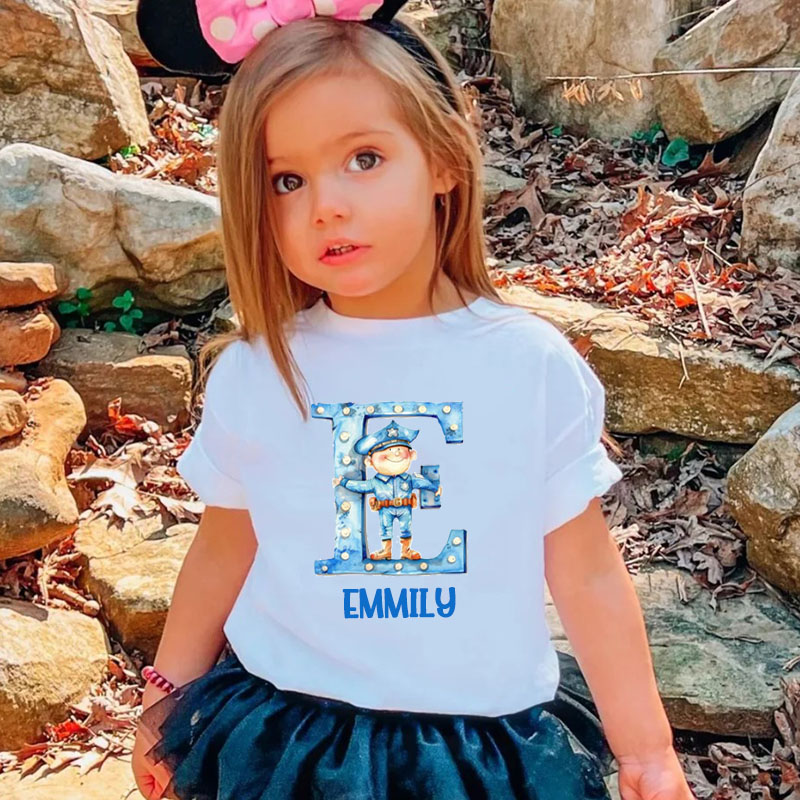 Policeman Letter  Shirt with Name Personalized Kids Shirt