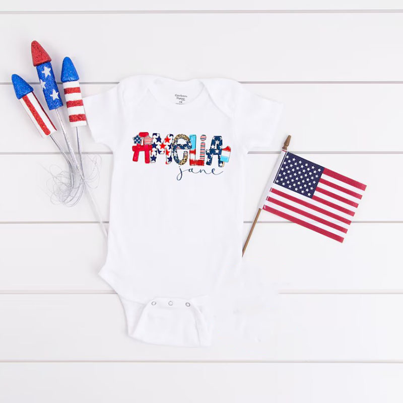 [Baby Bodysuit]Personalized Fourth of July Kids Onesie