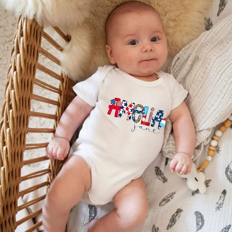 [Baby Bodysuit]Personalized Fourth of July Kids Onesie