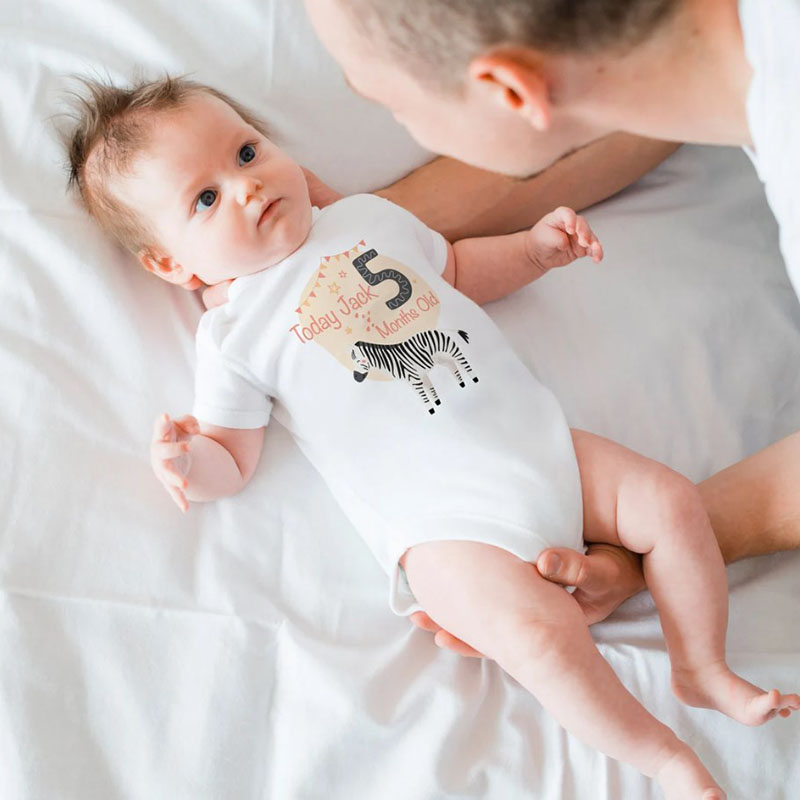 Animal Baby Monthly Milestone Personalised Bodysuit