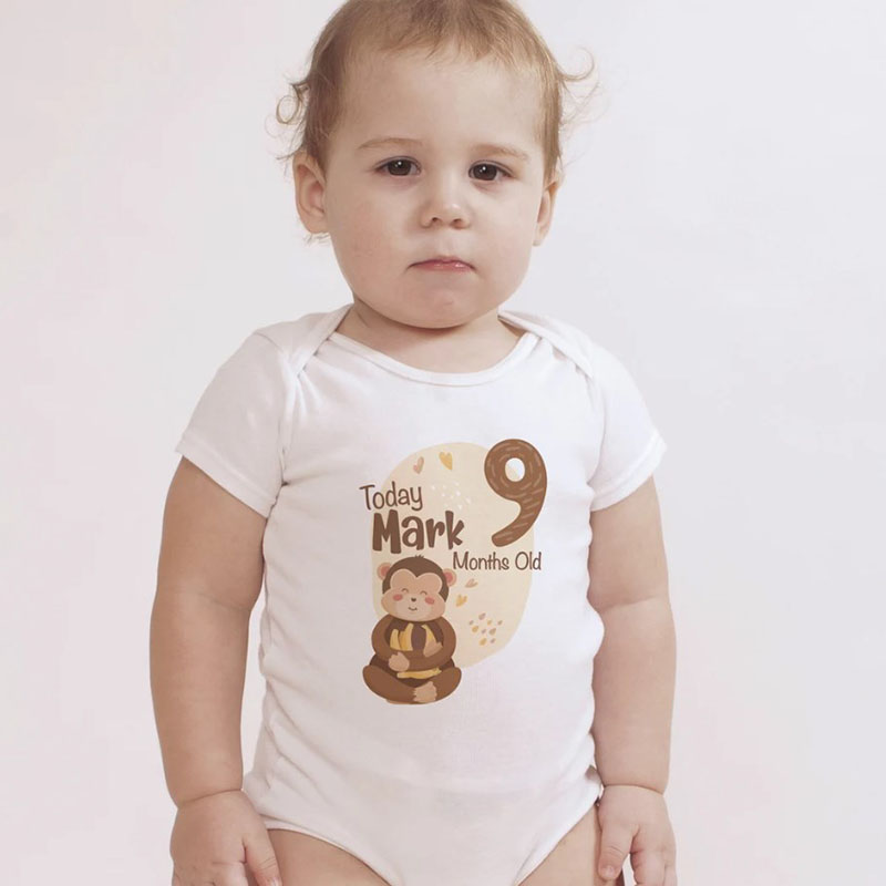Animal Baby Monthly Milestone Personalised Bodysuit