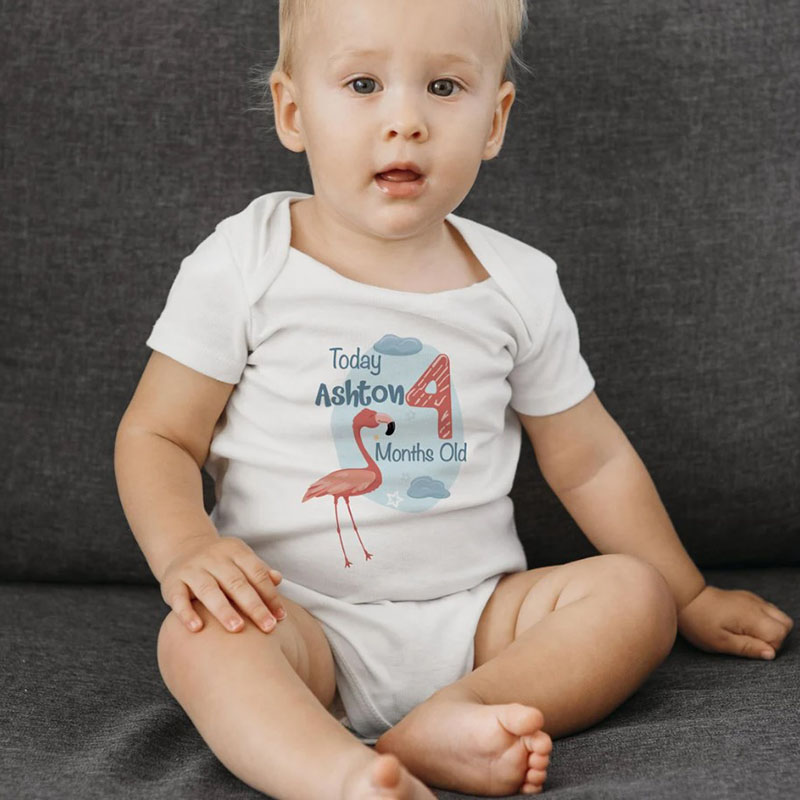 Animal Baby Monthly Milestone Personalised Bodysuit