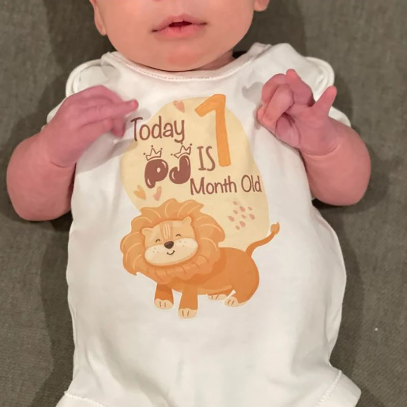 Animal Baby Monthly Milestone Personalised Bodysuit