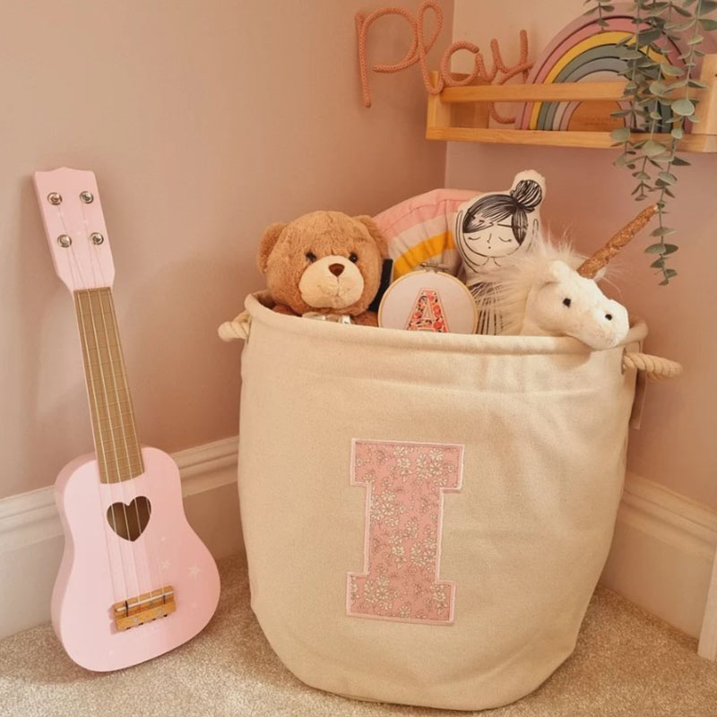 Personalised Embroidered  Fabric Toy Basket Kid's Toys Storage Bag