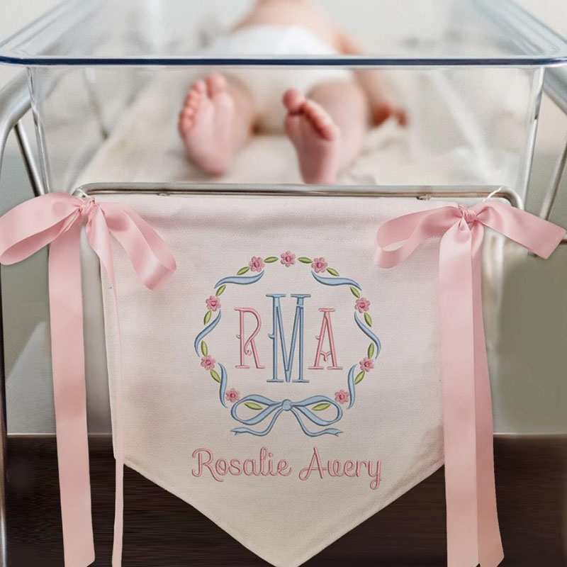 Ribbon Welcome Banner Floral Crest Newborn Gifts
