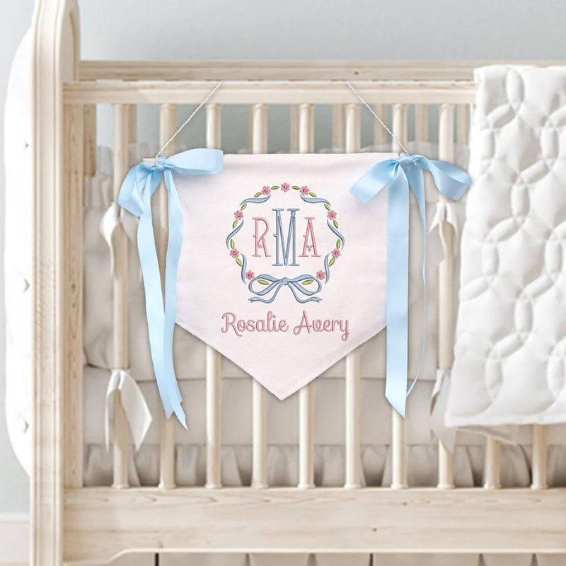 Ribbon Welcome Banner Floral Crest Newborn Gifts