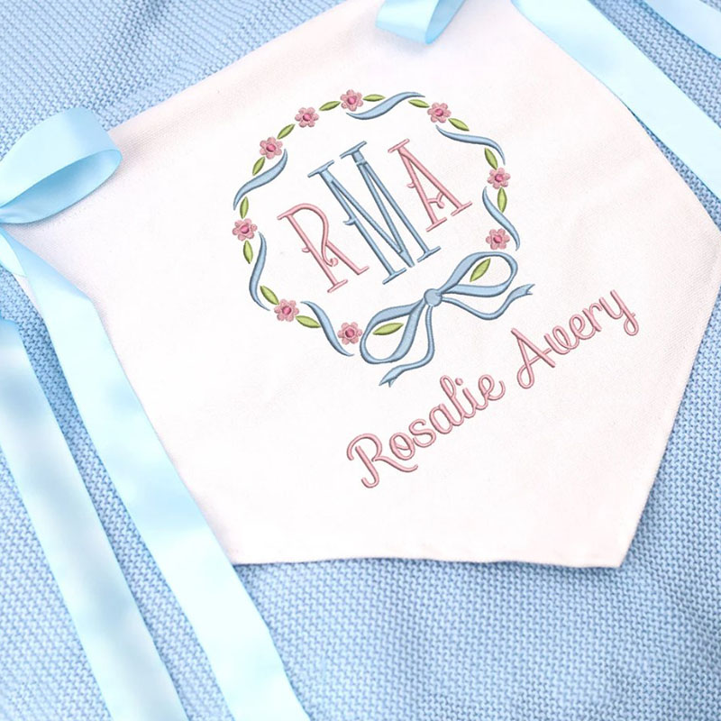 Ribbon Welcome Banner Floral Crest Newborn Gifts